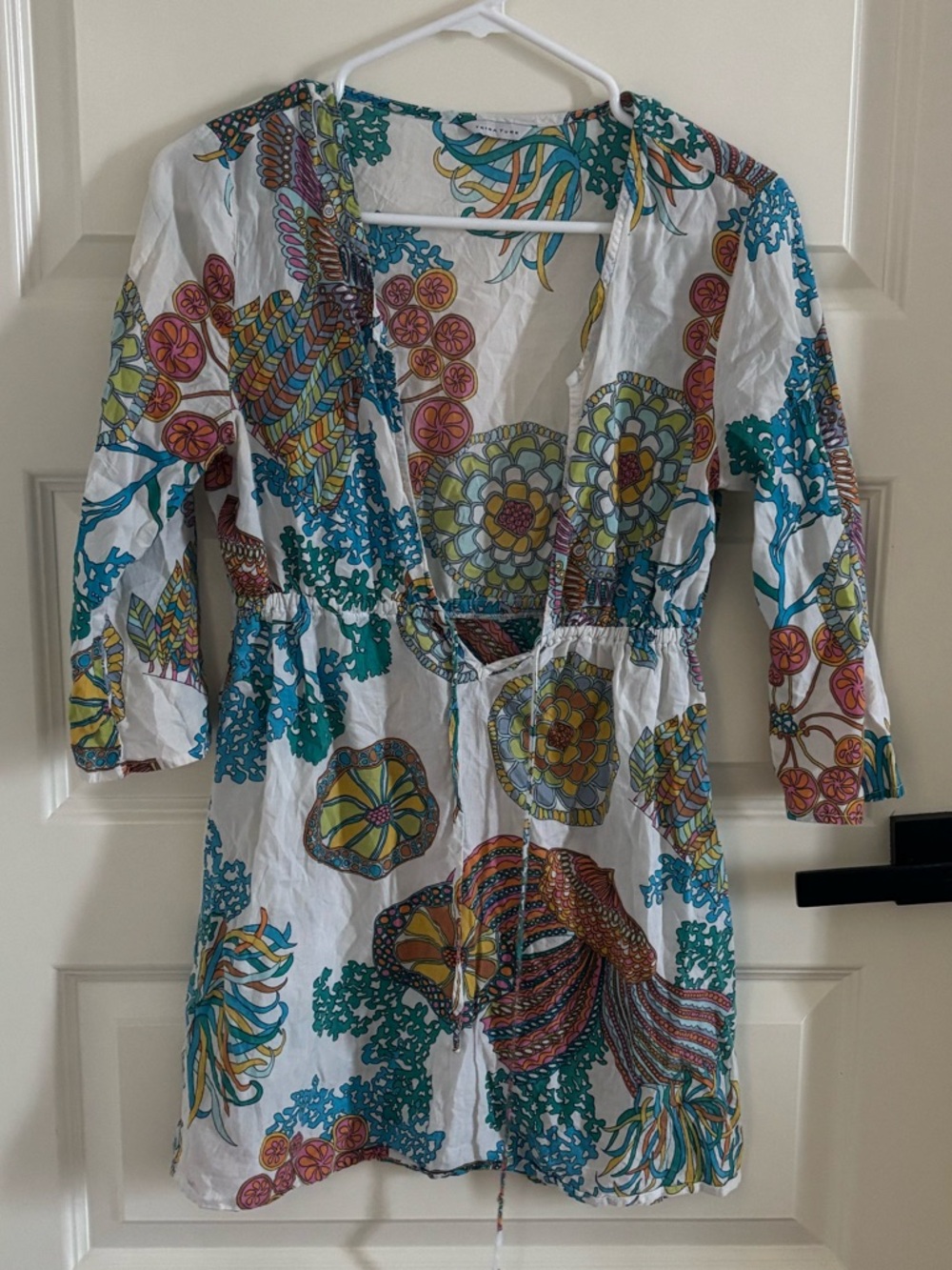 Trina Turk White and multicolor beach cover up dress